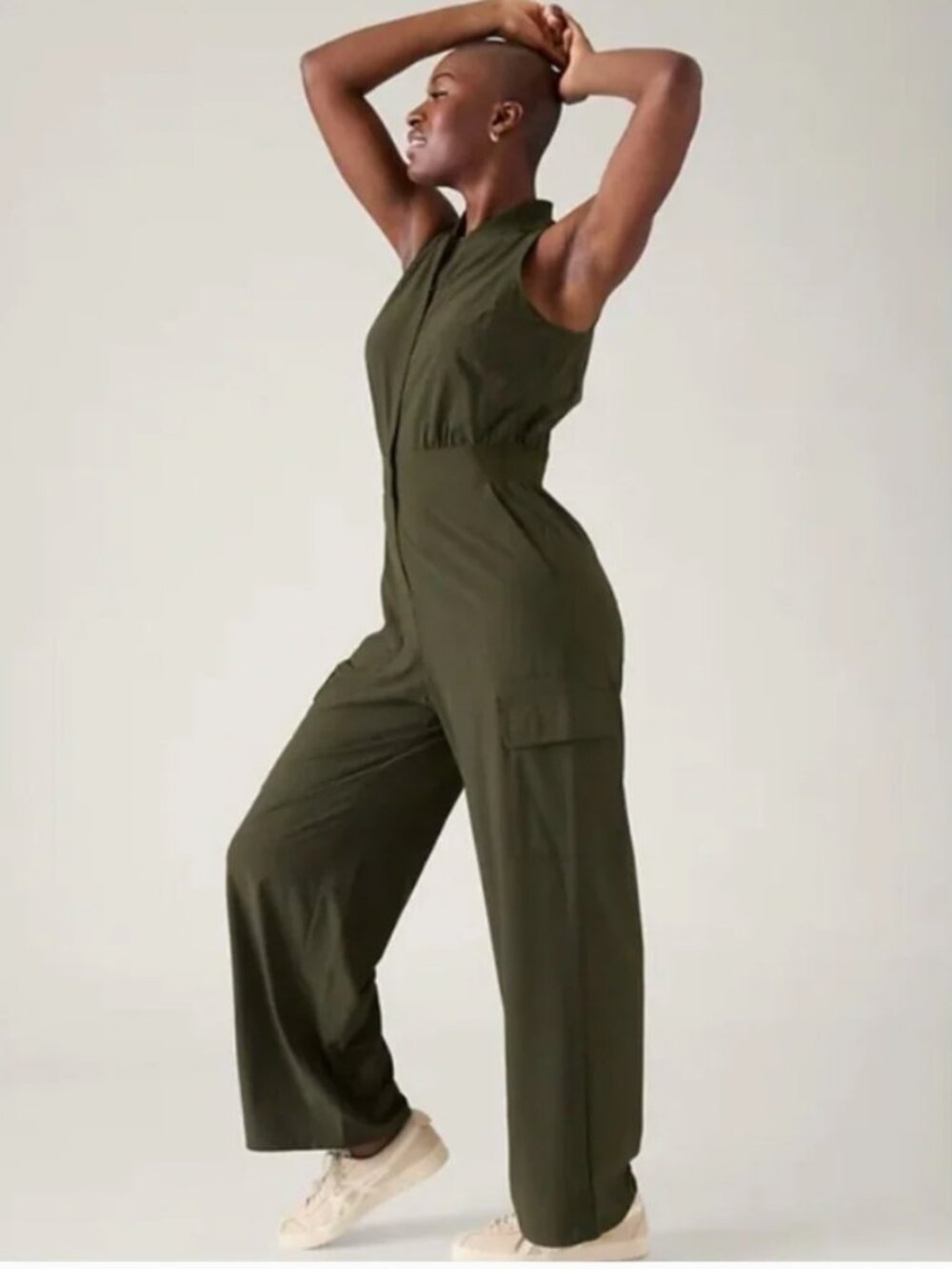 NWOT Athleta Brooklyn Utility Jumpsuit Women's 8 Aspen Olive Green #824834